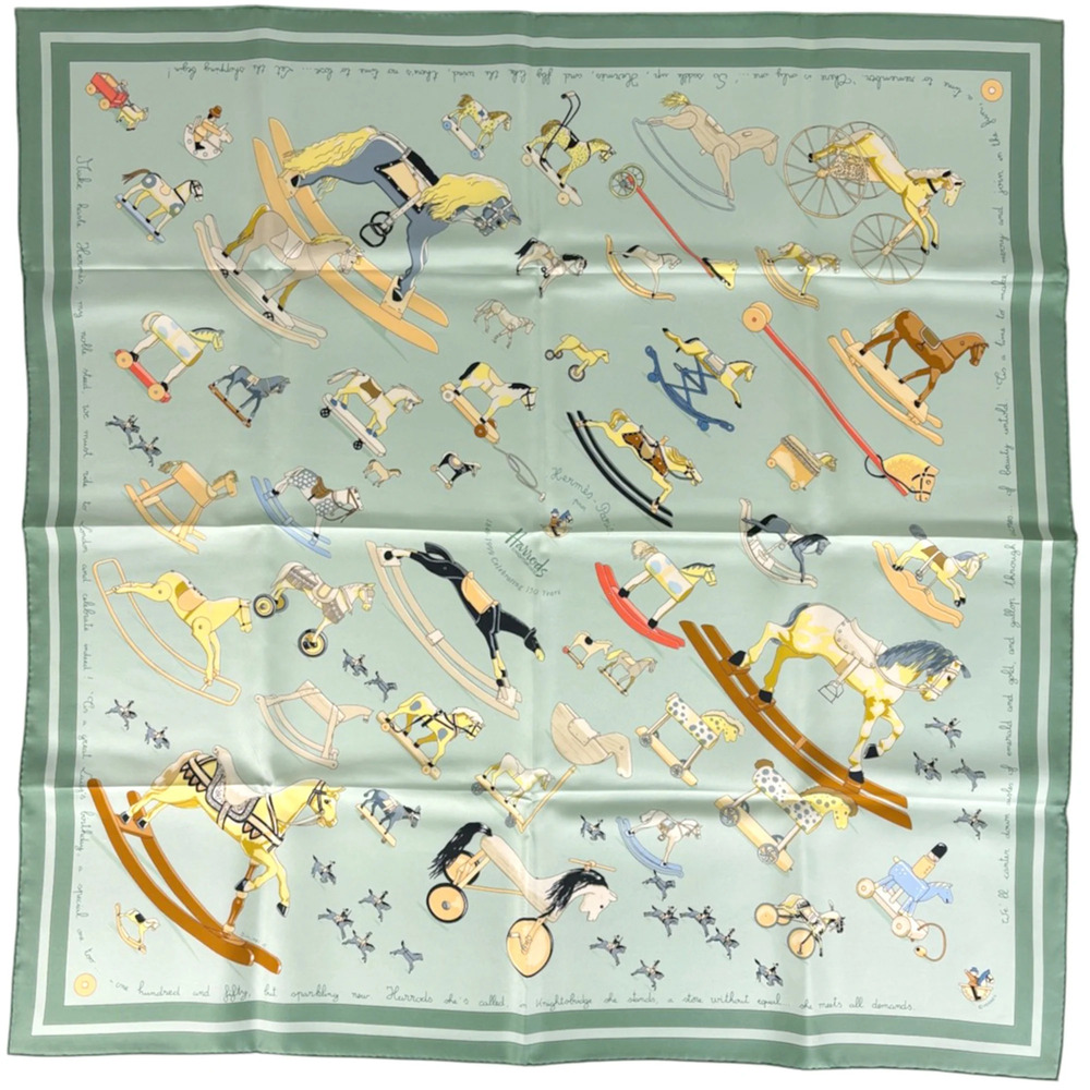 HERMES Authentic Green Silk Scarf